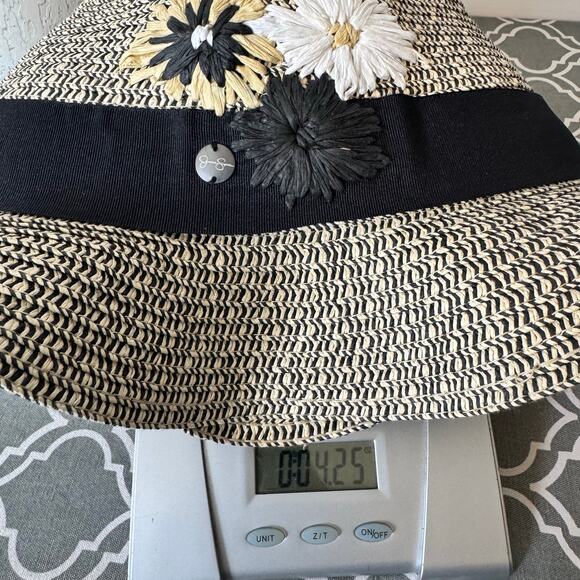 Jessica Simpson Straw Bucket Hat Cottage Core Floral Prairie Boho Garden Party - Picture 11 of 11